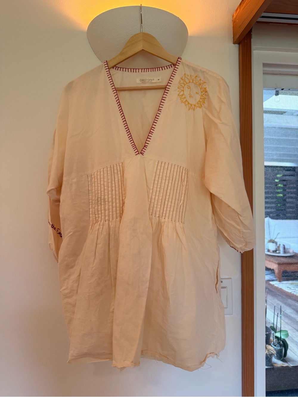 Christy Dawn Antonia Light Cream V-Neck with Embroidery